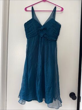 Teal Chiffon Spaghetti Strap Dress